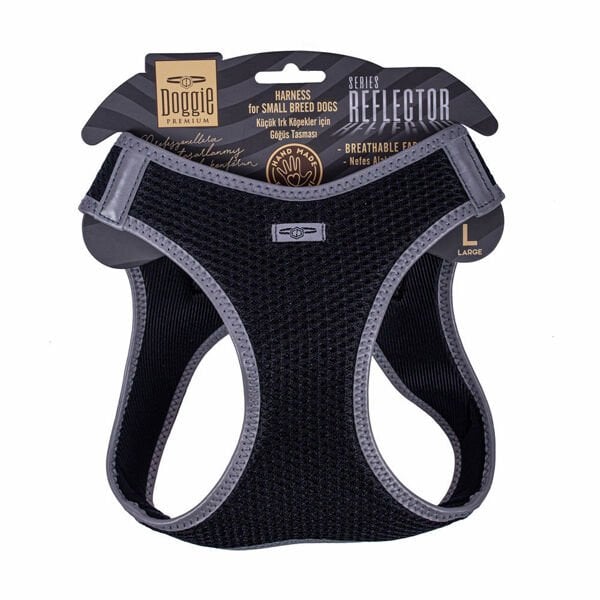 Doggie Havalı Dokuma Reflektör Küçük Irk Köpek Göğüs Tasması Large Siyah 42-48 Cm Doggie Havalı Dokuma Reflektör Küçük Irk Köpek Göğüs Tasması Large Siyah 42-48 Cm