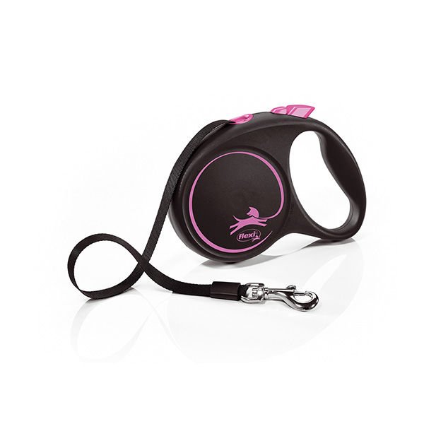 Flexi Black Design Şerit Otomatik Köpek Gezdirme Tasması Pembe/Siyah Medium 5 Mt Flexi Black Design Şerit Otomatik Köpek Gezdirme Tasması Pembe/Siyah Medium 5 Mt