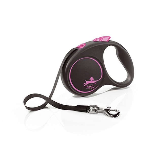 Flexi Black Design Şerit Otomatik Köpek Gezdirme Tasması Pembe/Siyah Small 5 Mt Flexi Black Design Şerit Otomatik Köpek Gezdirme Tasması Pembe/Siyah Small 5 Mt