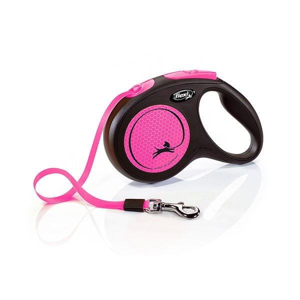 Flexi Neon Reflektörlü Şerit Otomatik Köpek Gezdirme Tasması Pembe Medium 5 Mt Flexi Neon Reflektörlü Şerit Otomatik Köpek Gezdirme Tasması Pembe Medium 5 Mt