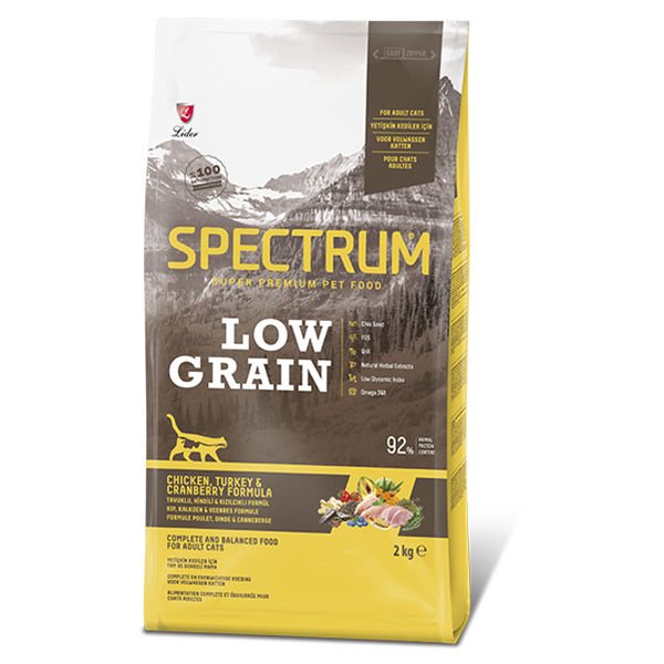 Spectrum Düşük Tahıllı Tavuklu Hindili ve Kızılcıklı Yetişkin Kedi Maması 2 Kg + 600 Gr Spectrum Düşük Tahıllı Tavuklu Hindili ve Kızılcıklı Yetişkin Kedi Maması 2 Kg + 600 Gr